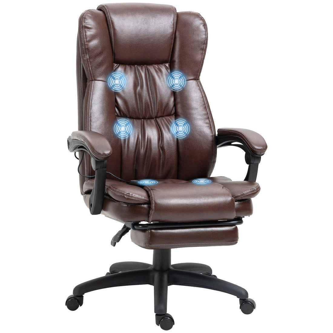 Chaise de bureau de massage marron en PU avec repose-pieds et inclinaison